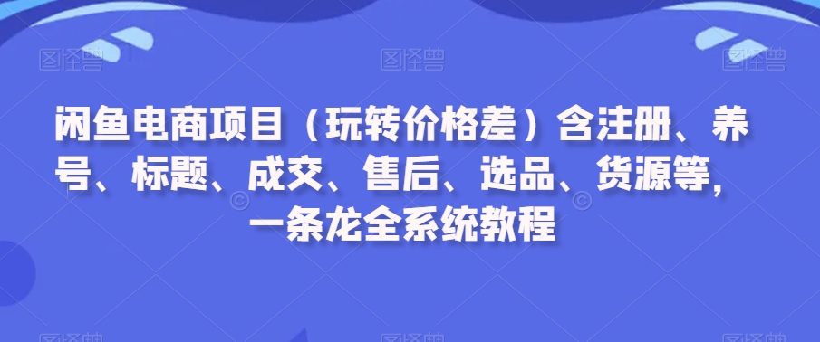 闲鱼电商项目（玩转价格差）含注册、养号、标题、成交、售后、选品、货源等，一条龙全系统教程-七量思维