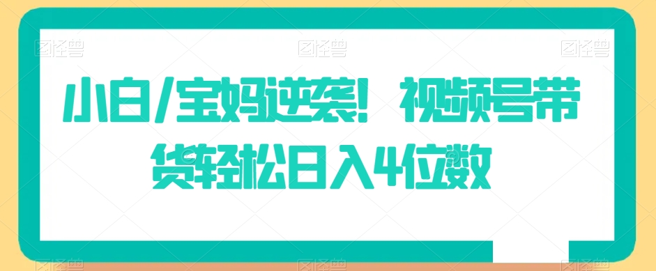 小白/宝妈逆袭！视频号带货轻松日入4位数-七量思维