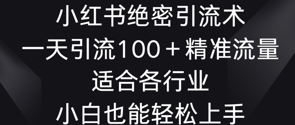 小红书绝密引流术，一天引流100+精准流量，适合各个行业，小白也能轻松上手-七量思维