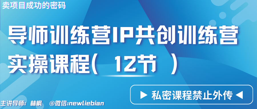 导师训练营3.0IP共创训练营私密实操课程（12节）-卖项目的密码成功秘诀-七量思维