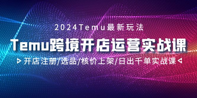 （9208期）2024Temu跨境开店运营实战课，开店注册/选品/核价上架/日出千单实战课-七量思维