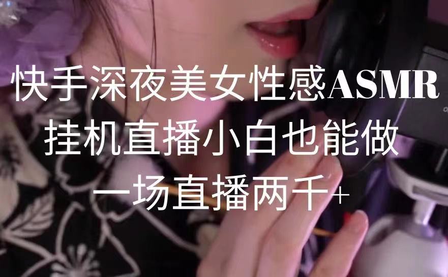 （9243期）快手深夜美女性感ASMR挂机直播，小白也能做，一场直播两千+-七量思维