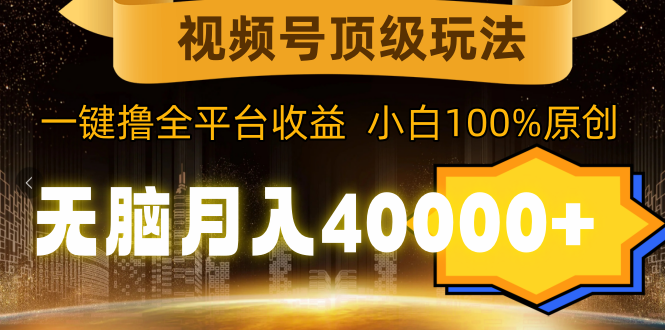 （9281期）视频号顶级玩法，无脑月入40000+，一键撸全平台收益，纯小白也能100%原创-七量思维