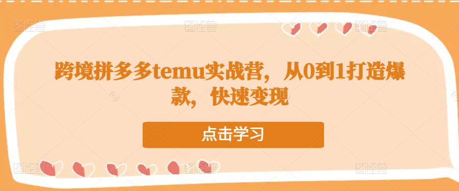 跨境拼多多temu实战营，从0到1打造爆款，快速变现-七量思维