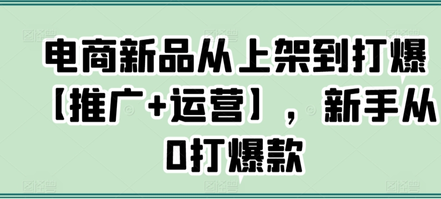 电商新品从上架到打爆【推广+运营】，新手从0打爆款-七量思维