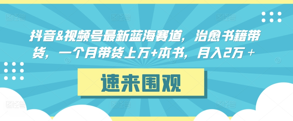 抖音&视频号最新蓝海赛道，治愈书籍带货，一个月带货上万+本书，月入2万＋-七量思维