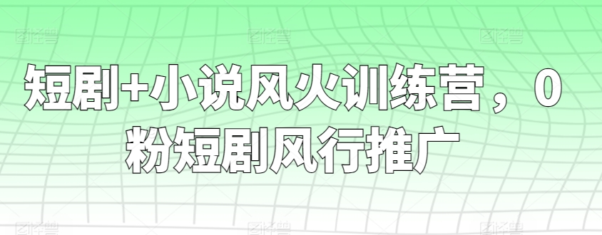 短剧+小说风火训练营，0粉短剧风行推广-七量思维