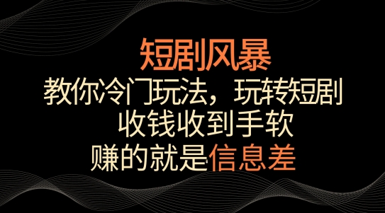 短剧风暴，教你冷门玩法，玩转短剧，收钱收到手软-七量思维