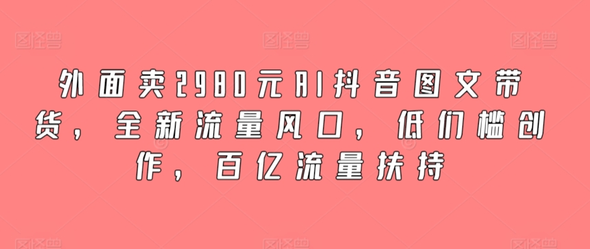 外面卖2980元AI抖音图文带货，全新流量风口，低们槛创作，百亿流量扶持-七量思维