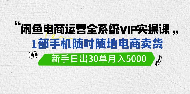 （9547期）闲鱼电商运营全系统VIP实战课，1部手机随时随地卖货，新手日出30单月入5000-七量思维