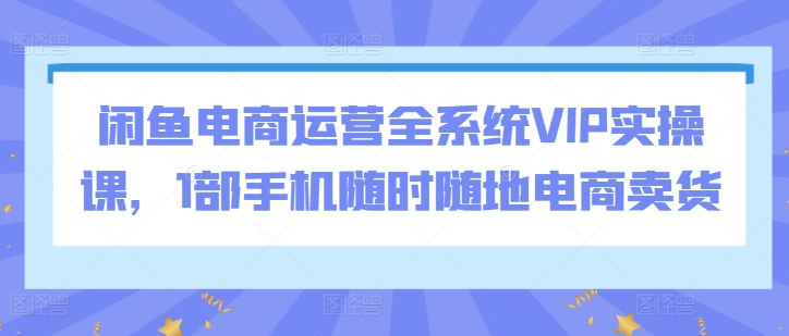 闲鱼电商运营全系统VIP实操课，1部手机随时随地电商卖货-七量思维