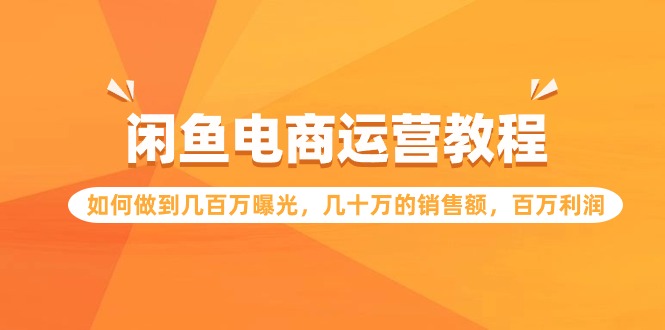 （9560期）闲鱼电商运营教程：如何做到几百万曝光，几十万的销售额，百万利润-七量思维