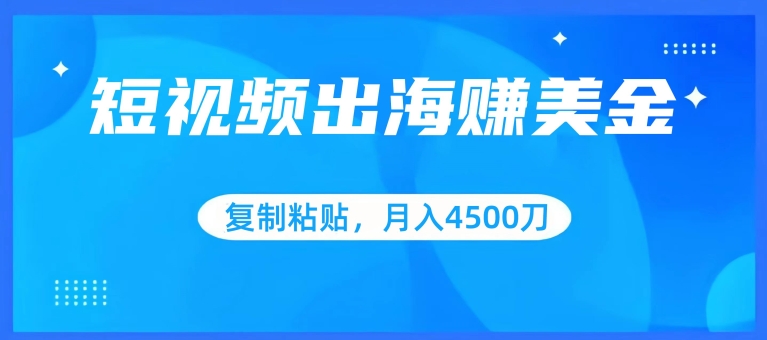 短视频出海赚美金，复制粘贴批量操作，小白轻松掌握，月入4500美刀-七量思维