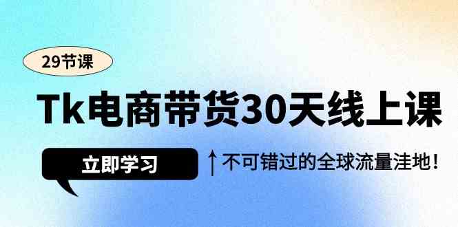 Tk电商带货30天线上课，不可错过的全球流量洼地（29节课）-七量思维