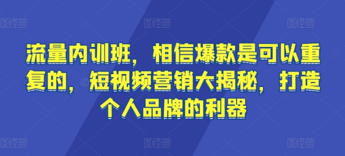 流量内训班，相信爆款是可以重复的，短视频营销大揭秘，打造个人品牌的利器-七量思维