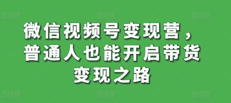 微信视频号变现营，普通人也能开启带货变现之路-七量思维