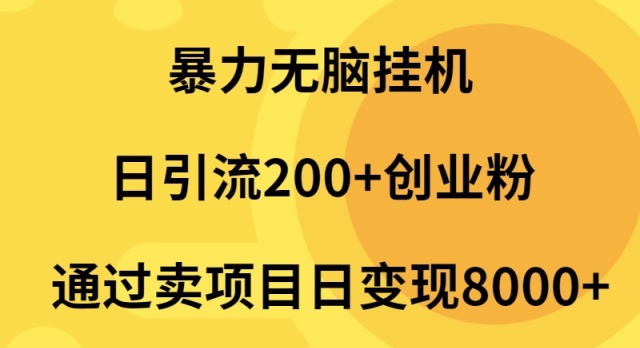 （9788期）暴力无脑挂机日引流200+创业粉通过卖项目日变现2000+-七量思维