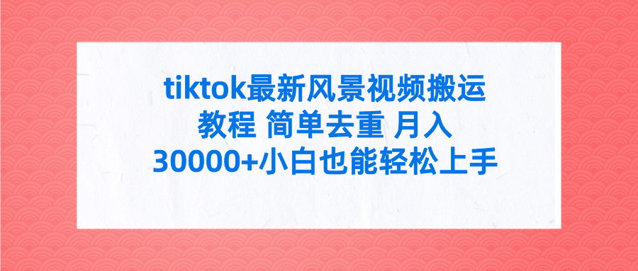 （9804期）tiktok最新风景视频搬运教程 简单去重 月入30000+附全套工具-七量思维