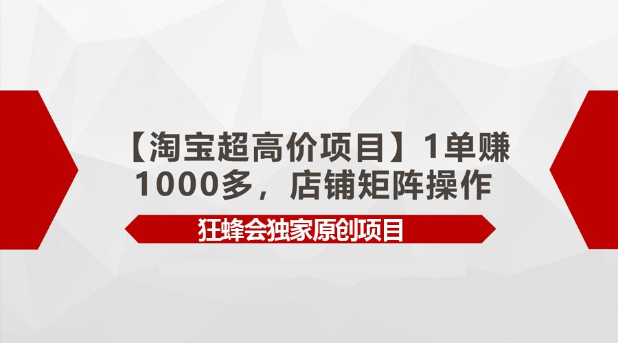 【淘宝超高价项目】1单赚1000多，店铺矩阵操作-七量思维