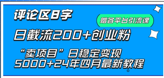 抖音评论区8字日截流200+创业粉 “卖项目”日稳定变现5000+-七量思维