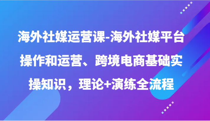 海外社媒运营课-海外社媒平台操作和运营、跨境电商基础实操知识，理论+演练全流程-七量思维