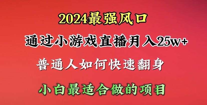 （10020期）2024年最强风口，通过小游戏直播月入25w+单日收益5000+小白最适合做的项目-七量思维