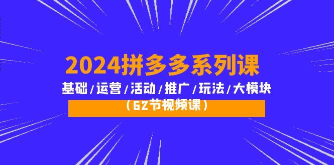 （10019期）2024拼多多系列课：基础/运营/活动/推广/玩法/大模块（62节视频课）-七量思维