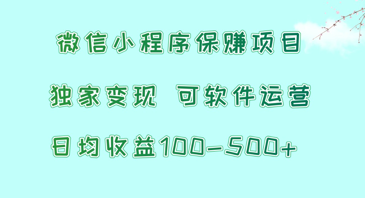 微信小程序保赚项目，日均收益100~500+，独家变现，可软件运营-七量思维