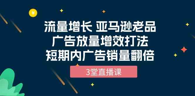 流量增长 亚马逊老品广告放量增效打法，短期内广告销量翻倍（3堂直播课）-七量思维