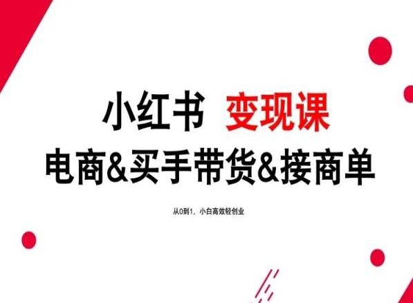 2024年最新小红书变现课，电商&买手带货&接商单，从0到1，小白高效轻创业-七量思维