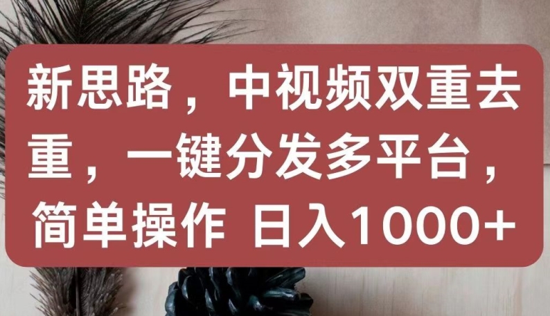 新思路，中视频双重去重，一键分发多平台，简单操作，日入1000+-七量思维