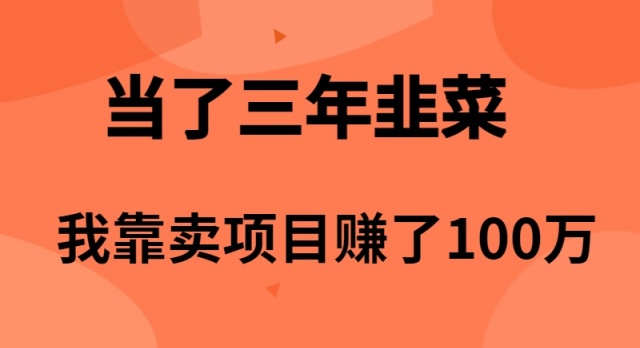 （10149期）当了3年韭菜，我靠卖项目赚了100万-七量思维