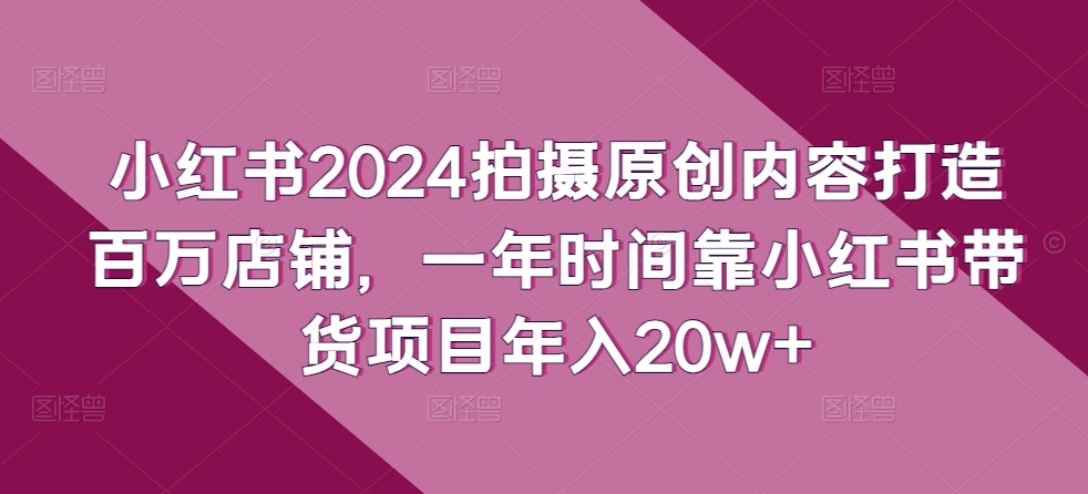 小红书2024拍摄原创内容打造百万店铺，一年时间靠小红书带货项目年入20w+-七量思维