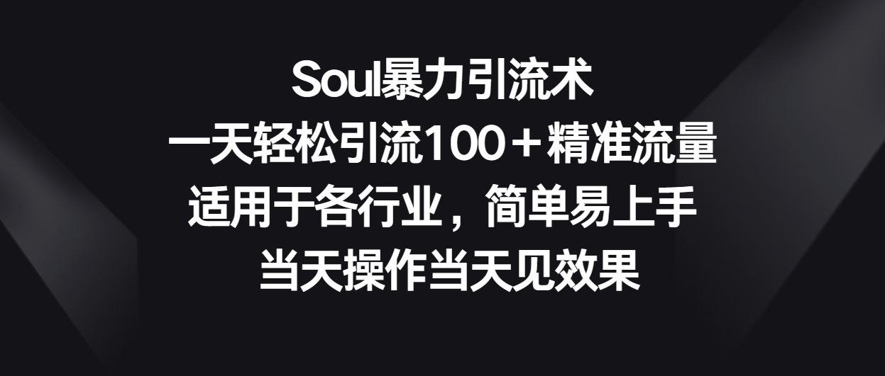 Soul暴力引流术，一天轻松引流100＋精准流量，适用于各行业，简单易上手！-七量思维