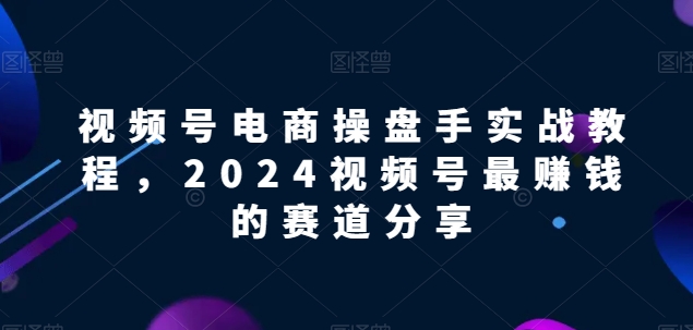 视频号电商实战教程，2024视频号最赚钱的赛道分享-七量思维