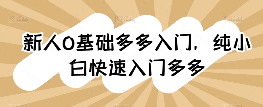 新人0基础多多入门，​纯小白快速入门多多-七量思维