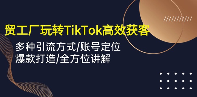 （10302期）外贸工厂玩转TikTok高效获客，多种引流方式/账号定位/爆款打造/全方位讲解-七量思维