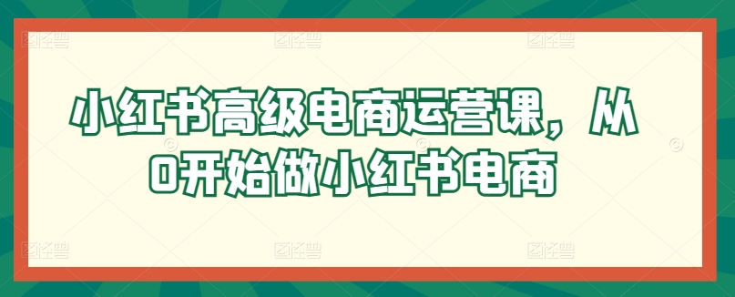 小红书高级电商运营课，从0开始做小红书电商-七量思维