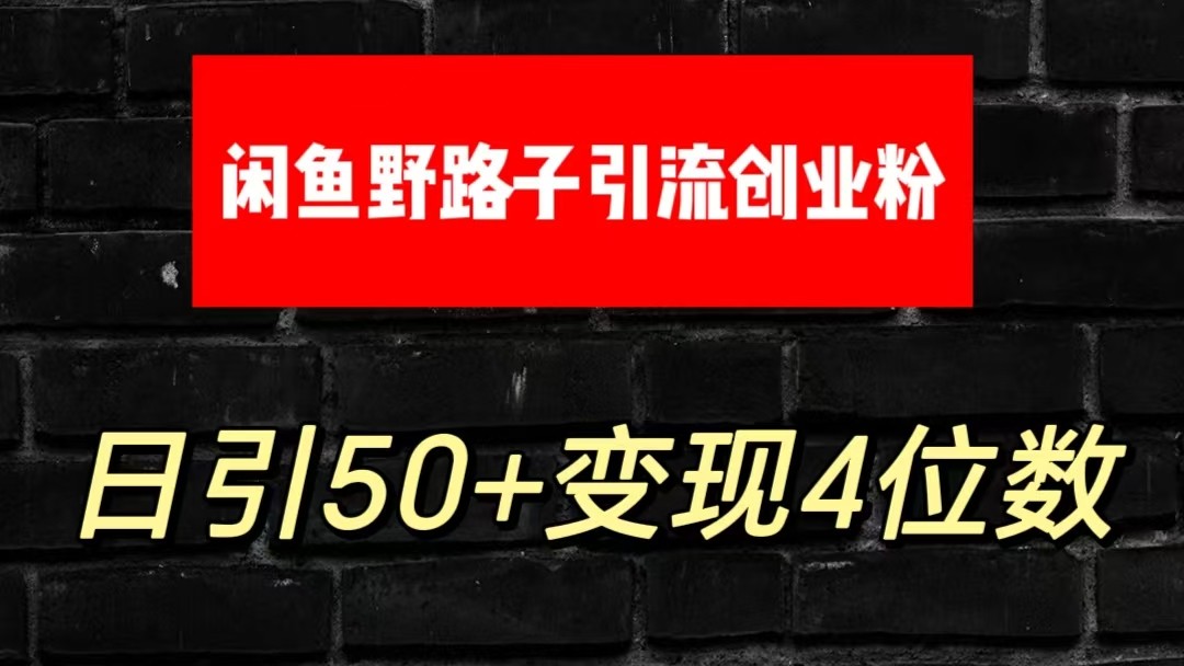 大眼闲鱼野路子引流创业粉，日引50+单日变现四位数-七量思维