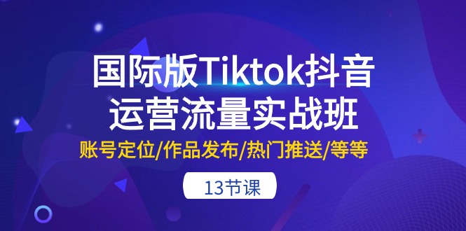 国际版Tiktok抖音运营流量实战班：账号定位/作品发布/热门推送/等等（13节）-七量思维