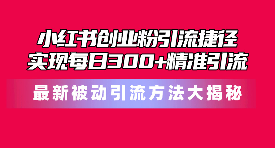 （10692期）小红书创业粉引流捷径！最新被动引流方法大揭秘，实现每日300+精准引流-七量思维