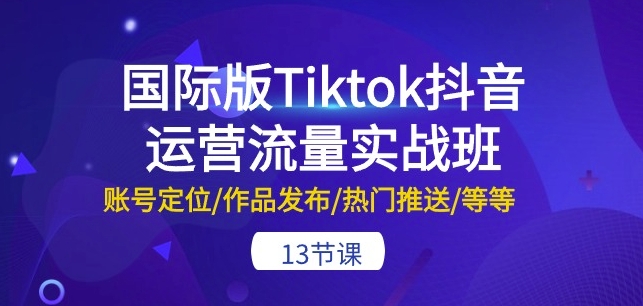 国际版Tiktok抖音运营流量实战班：账号定位/作品发布/热门推送/等等-13节-七量思维