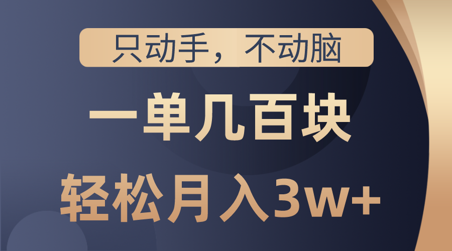 （10561期）只动手不动脑，一单几百块，轻松月入3w+，看完就能直接操作，详细教程-七量思维