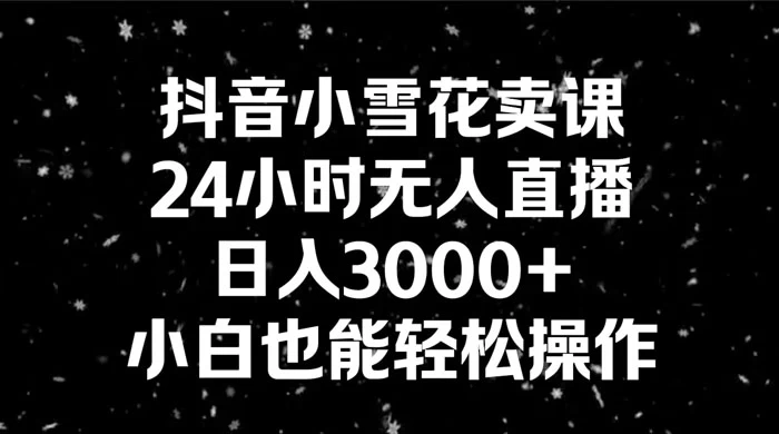 抖音小雪花卖课，24 小时无人直播，日入 3000+ ，小白也能轻松操作-七量思维