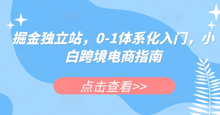 掘金独立站，0-1体系化入门，小白跨境电商指南-七量思维