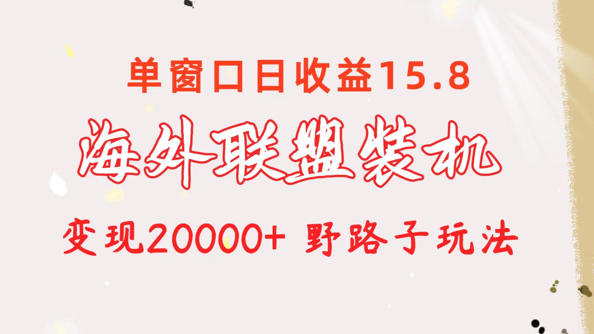 （10475期）海外联盟装机 单窗口日收益15.8  变现20000+ 野路子玩法-七量思维