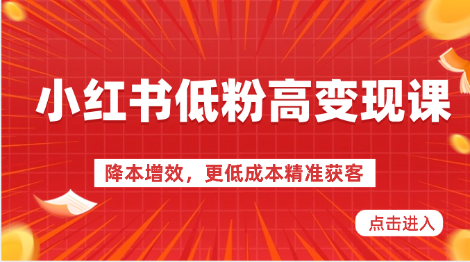 小红书低粉高变现课-降本增效，更低成本精准获客，小红书必爆的流量密码-七量思维