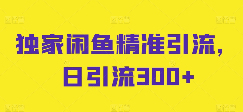 独家闲鱼精准引流，日引流300+-七量思维