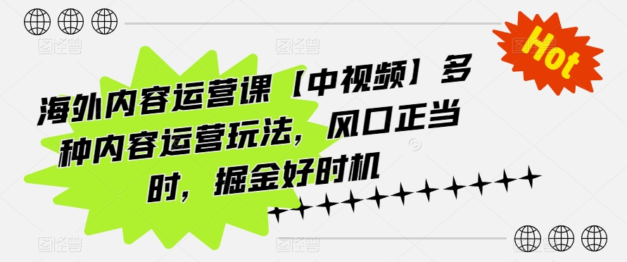 海外内容运营课【中视频】多种内容运营玩法，风口正当时，掘金好时机-七量思维