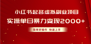 (10856期)小红书起名虚拟副业项目,实操单日暴力变现2000+,简单好操作,快速上手-七量思维